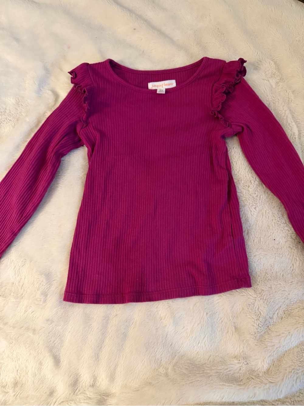 Jumping Beans Girls Berry Ribbed Ruffle Top Size 5T